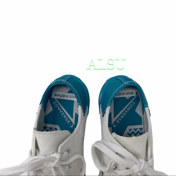 Converse Chuck 70 Low Top Leather White Teal Skate Shoes Womens Size 6.5 566751C - Picture 7 of 10